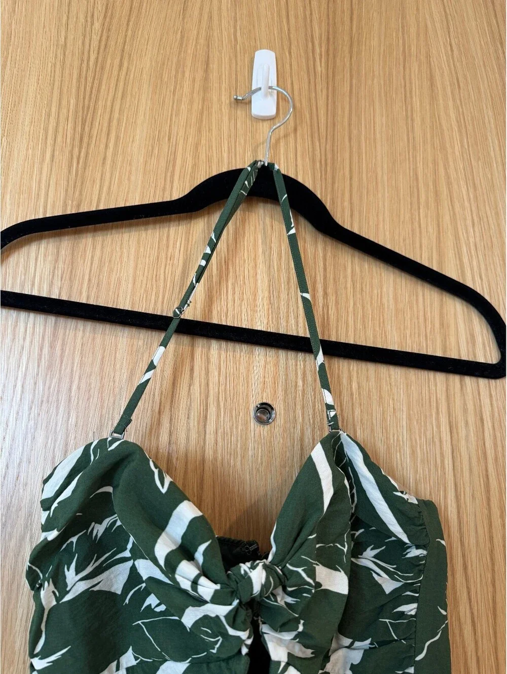 Abercrombie & Fitch Twist-Front Maxi Dress Halter Strapless Green Tropical XS